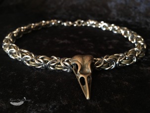 Raven Skull Byzantine Chainmaille Necklace